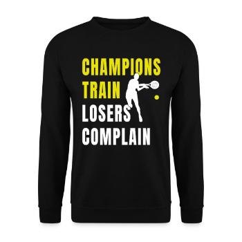 Padel Tennis Spieler Geschenkidee - Unisex Pullover - Schwarz - Vorne - Alina (178cm) & Michal (187cm)