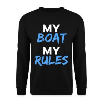 My boat my rules. Schiff Segeln Kapitän Regeln - Unisex Pullover - Schwarz - Vorne - Alina (178cm) & Michal (187cm)