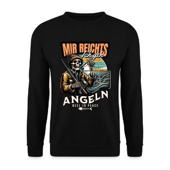 MIR REICHT`S ICH GEH ANGELN - Unisex Pullover - Schwarz - Vorne - Alina (178cm) & Michal (187cm)