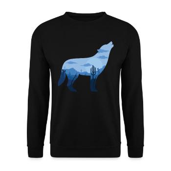 Loup hurlant à la pleine lune | Cadeau silhouette - Sweat-shirt Unisexe - noir - Devant - Alina (178cm) & Michal (187cm)
