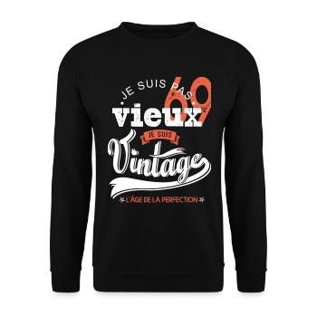 Je suis vintage cadeau humour anniversaire 69 ans - Sweat-shirt Unisexe - noir - Devant - Alina (178cm) & Michal (187cm)