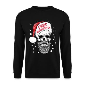 FROHE WEIHNACHTEN-SKULL-TOTENKOPF - Unisex Pullover - Schwarz - Vorne - Alina (178cm) & Michal (187cm)