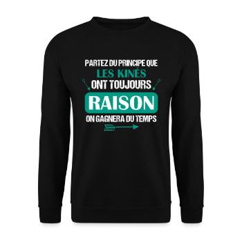 Kiné - Toujours Raison - Cadeau - Drôle - Métier - Sweat-shirt Unisexe - noir - Devant - Alina (178cm) & Michal (187cm)