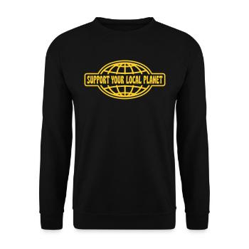 SUPPORT YOUR LOCAL PLANET - Unisex Pullover - Schwarz - Vorne - Alina (178cm) & Michal (187cm)