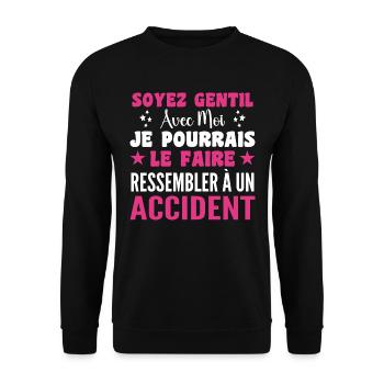 Infirmiere Soyez Gentil Avec Moi Humour Infirmière - Sweat-shirt Unisexe - noir - Devant - Alina (178cm) & Michal (187cm)
