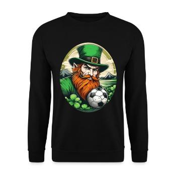 St. Patrick's Day Kleeblatt Fußball - Unisex Pullover - Schwarz - Vorne - Alina (178cm) & Michal (187cm)