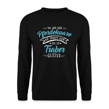 Traber Pferde Shirt-Glitzer - Unisex Pullover - Schwarz - Vorne - Alina (178cm) & Michal (187cm)