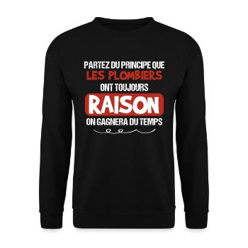 Plombier - Plomberie - Cadeau - Tuyaux - Homme - Sweat-shirt Unisexe - noir - Devant - Alina (178cm) & Michal (187cm)
