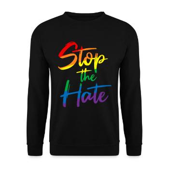Stop The Hate Antirassismus LGBT LGBTQ Toleranz - Unisex Pullover - Schwarz - Vorne - Alina (178cm) & Michal (187cm)