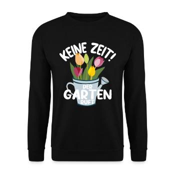 KEINE ZEIT DER GARTEN RUFT - Unisex Pullover - Schwarz - Vorne - Alina (178cm) & Michal (187cm)