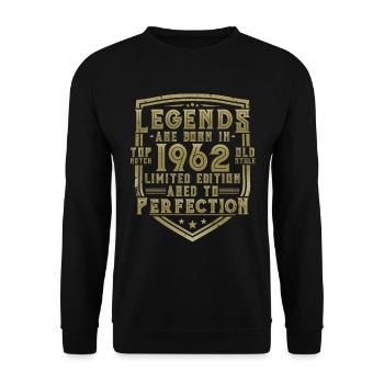 1962 Vintage Born Legends Vintage Anniversaire - Sweat-shirt Unisexe - noir - Devant - Alina (178cm) & Michal (187cm)