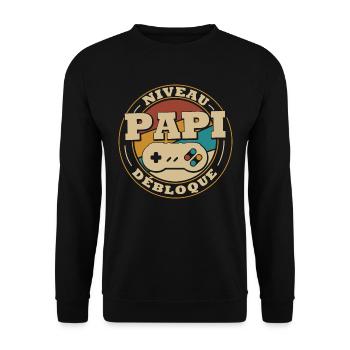 Level grandpa unlock - Unisex Sweatshirt - black - Front - Alina (178cm) & Michal (187cm)