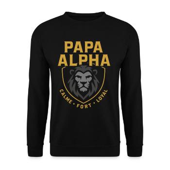 Papa alpha Calme fort loyal fête des pères Noël - Sweat-shirt Unisexe - noir - Devant - Alina (178cm) & Michal (187cm)