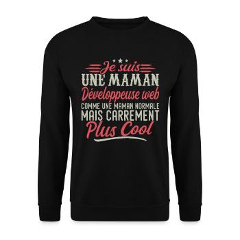 I'm a web developer mom, downright cool - Unisex Sweatshirt - black - Front - Alina (178cm) & Michal (187cm)