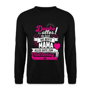 Muttertag! Geschenk Mama! - Unisex Pullover - Schwarz - Vorne - Alina (178cm) & Michal (187cm)