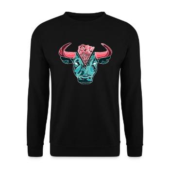 Bull with roses - Unisex Sweatshirt - black - Front - Alina (178cm) & Michal (187cm)