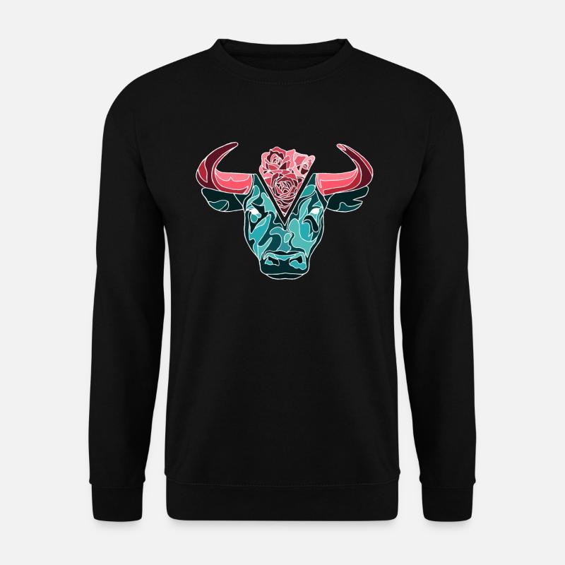Bull with roses - Unisex Sweatshirt - black