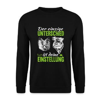 Kein Unterschied Vegan Vegetarisch Anti Fleisch - Unisex Pullover - Schwarz - Vorne - Alina (178cm) & Michal (187cm)
