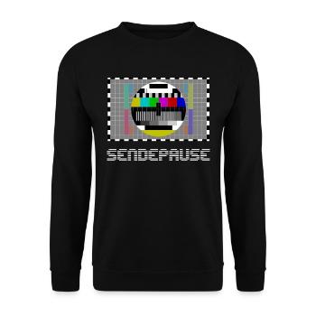 TV Fernsehen Männer Gaming PC Retro Lustig Sprüche - Unisex Pullover - Schwarz - Vorne - Alina (178cm) & Michal (187cm)