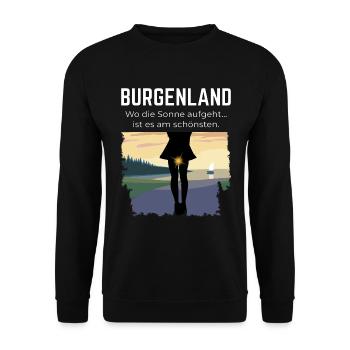 Lustiges Burgenland Geschenk Sonne Österreich - Unisex Pullover - Schwarz - Vorne - Alina (178cm) & Michal (187cm)