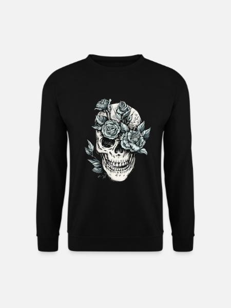 Skull skull with flowers gift idea - Unisex Sweatshirt - black