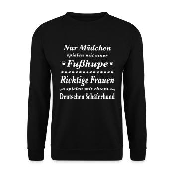 Deutscher Schäferhund Tshirt Deutscher Schäferhund - Unisex Pullover - Schwarz - Vorne - Alina (178cm) & Michal (187cm)