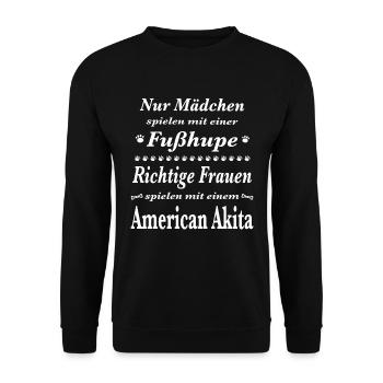 American Akita Tshirt American Akita Hund Shirt - Unisex Pullover - Schwarz - Vorne - Alina (178cm) & Michal (187cm)