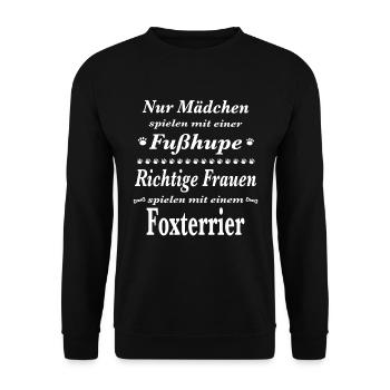 Foxterrier Tshirt Foxterrier Hund Shirt T-Shirt - Unisex Pullover - Schwarz - Vorne - Alina (178cm) & Michal (187cm)