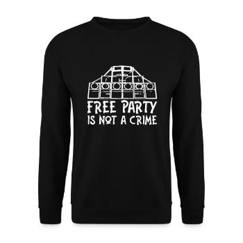 Free Party Is Not A Crime Soundsystem Tekno 23 - Sweat-shirt Unisexe - noir - Devant - Alina (178cm) & Michal (187cm)