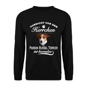 Parson Russel Terrier - Vorsicht vor dem Herrchen - Unisex Pullover - Schwarz - Vorne - Alina (178cm) & Michal (187cm)