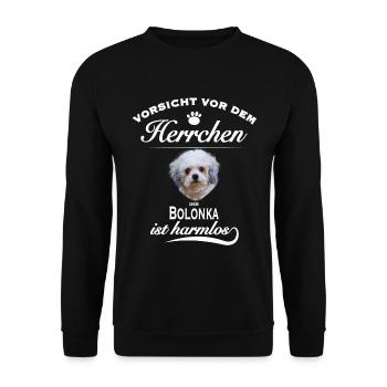 Bolonka Zwetna Hund - Vorsicht vor dem Herrchen - Unisex Pullover - Schwarz - Vorne - Alina (178cm) & Michal (187cm)