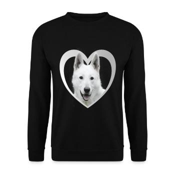 White Shepherd - White Shepherd Heart - Unisex Sweatshirt - black - Front - Alina (178cm) & Michal (187cm)