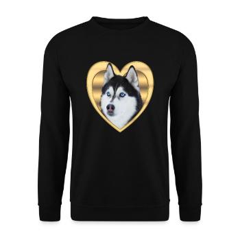 Husky - Husky Dog - Siberian Husky - Unisex Sweatshirt - black - Front - Alina (178cm) & Michal (187cm)