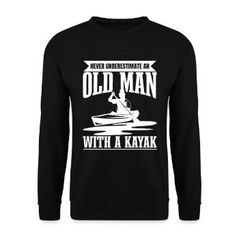 Never Understimate An Old Man With A Kayak - Canoë - Sweat-shirt Unisexe - noir - Devant - Alina (178cm) & Michal (187cm)