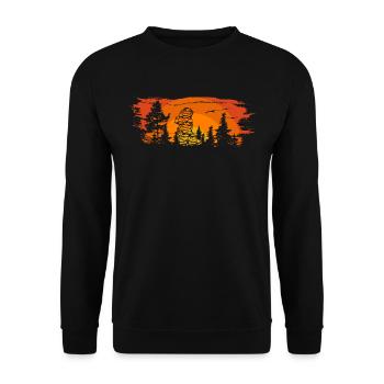 Sunrise Forest Rock Formation Fichtelgebirge - Unisex Sweatshirt - black - Front - Alina (178cm) & Michal (187cm)
