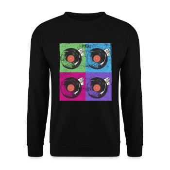 Tourne-disques Pop-Art - Sweat-shirt Unisexe - noir - Devant - Alina (178cm) & Michal (187cm)