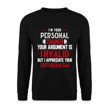 Fitness Workout Motivation Personal Trainer - Unisex Sweatshirt - black - Front - Alina (178cm) & Michal (187cm)