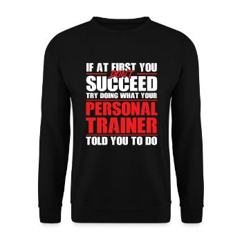 Fitness Workout Motivation Personal Trainer - Unisex Sweatshirt - black - Front - Alina (178cm) & Michal (187cm)