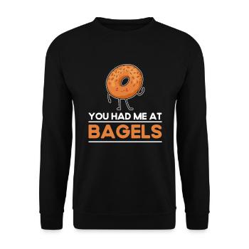Bagel Food Gift Bagel - Unisex Sweatshirt - black - Front - Alina (178cm) & Michal (187cm)