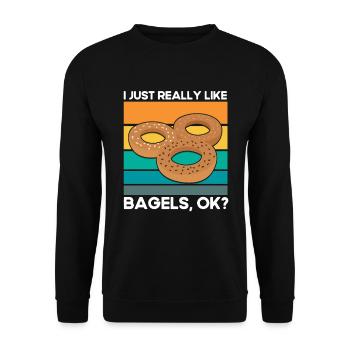 Bagel Food Gift Bagel - Unisex Sweatshirt - black - Front - Alina (178cm) & Michal (187cm)
