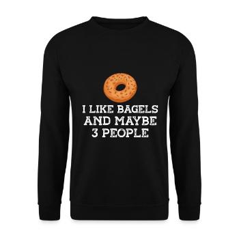 Bagel Essen Geschenk Bagel - Unisex Pullover - Schwarz - Vorne - Alina (178cm) & Michal (187cm)
