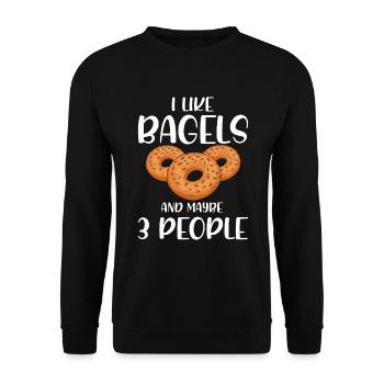 Bagel Essen Geschenk Bagel - Unisex Pullover - Schwarz - Vorne - Alina (178cm) & Michal (187cm)