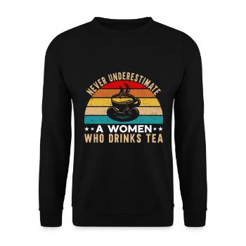 Tea Drinker Tea Lover Gift Tea - Unisex Sweatshirt - black - Front - Alina (178cm) & Michal (187cm)