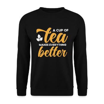 Tea Drinker Tea Lover Gift Tea - Unisex Sweatshirt - black - Front - Alina (178cm) & Michal (187cm)