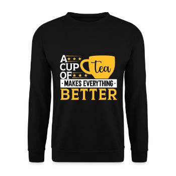 Tea Drinker Tea Lover Gift Tea - Unisex Sweatshirt - black - Front - Alina (178cm) & Michal (187cm)