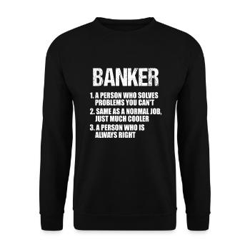 Banquier Banque Argent Banquier - Sweat-shirt Unisexe - noir - Devant - Alina (178cm) & Michal (187cm)