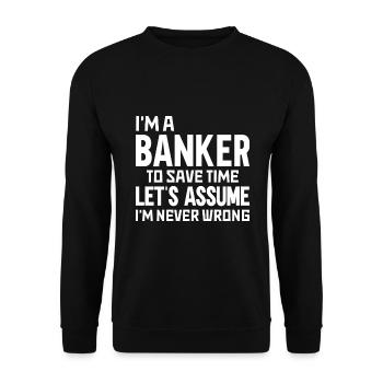 Banquier Banque Argent Banquier - Sweat-shirt Unisexe - noir - Devant - Alina (178cm) & Michal (187cm)