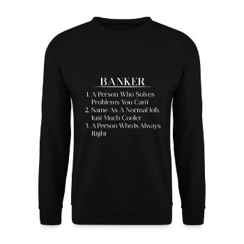 Banquier Banque Argent Banquier - Sweat-shirt Unisexe - noir - Devant - Alina (178cm) & Michal (187cm)