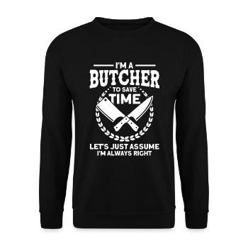 Butcher Cadeau Boucher Boucher Maître Boucher - Sweat-shirt Unisexe - noir - Devant - Alina (178cm) & Michal (187cm)