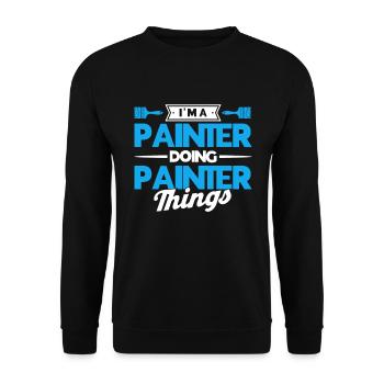 Maler Geschenk Malerei Künstler Malermeister - Unisex Pullover - Schwarz - Vorne - Alina (178cm) & Michal (187cm)